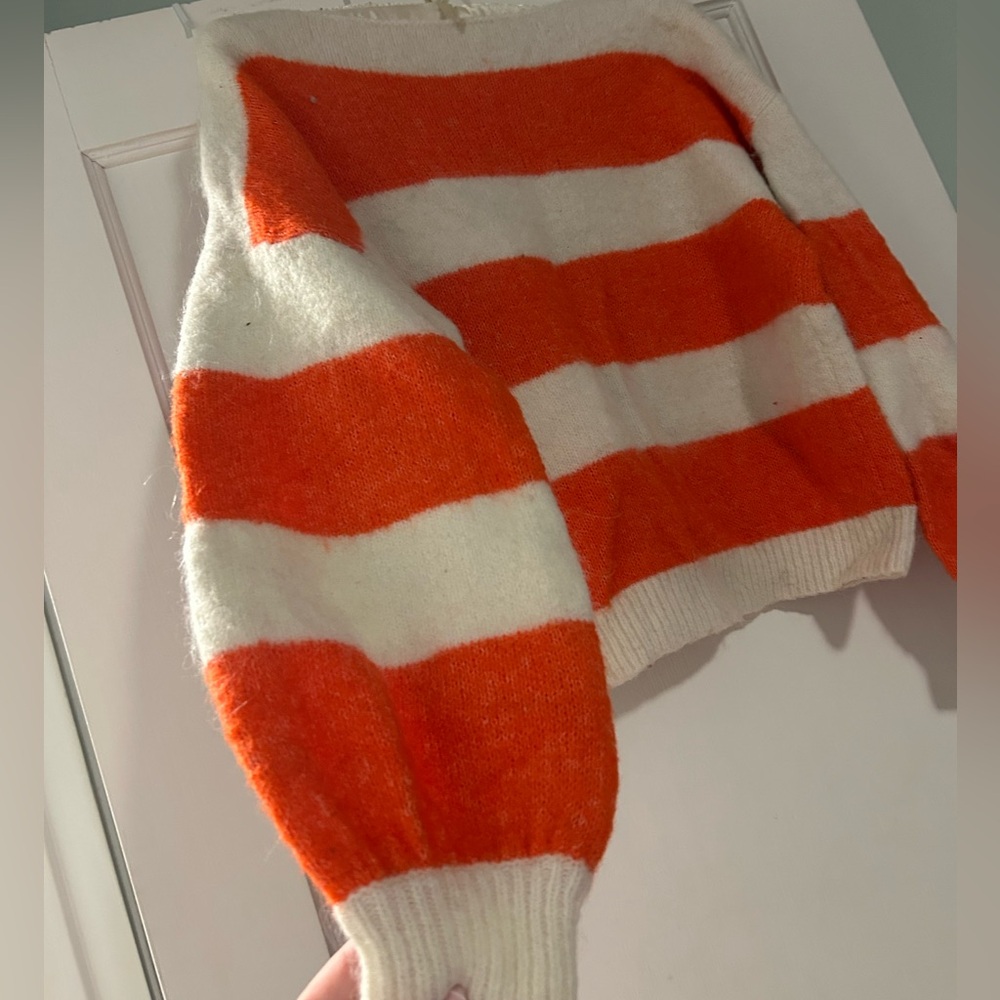 COPY Orange and White Striped Sweater - Picture 3 of 3